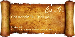 Csincsák Ibolya névjegykártya